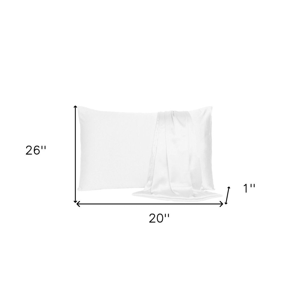 Set Of Two White Silky Satin Standard Pillowcases HomeRoots
