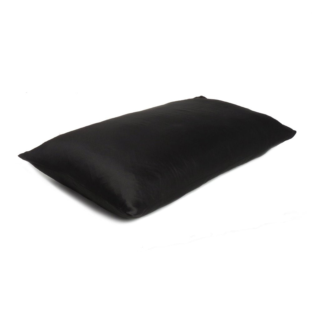 Black Dreamy Set Of 2 Silky Satin Standard Pillowcases HomeRoots