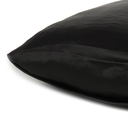 Black Dreamy Set Of 2 Silky Satin Standard Pillowcases