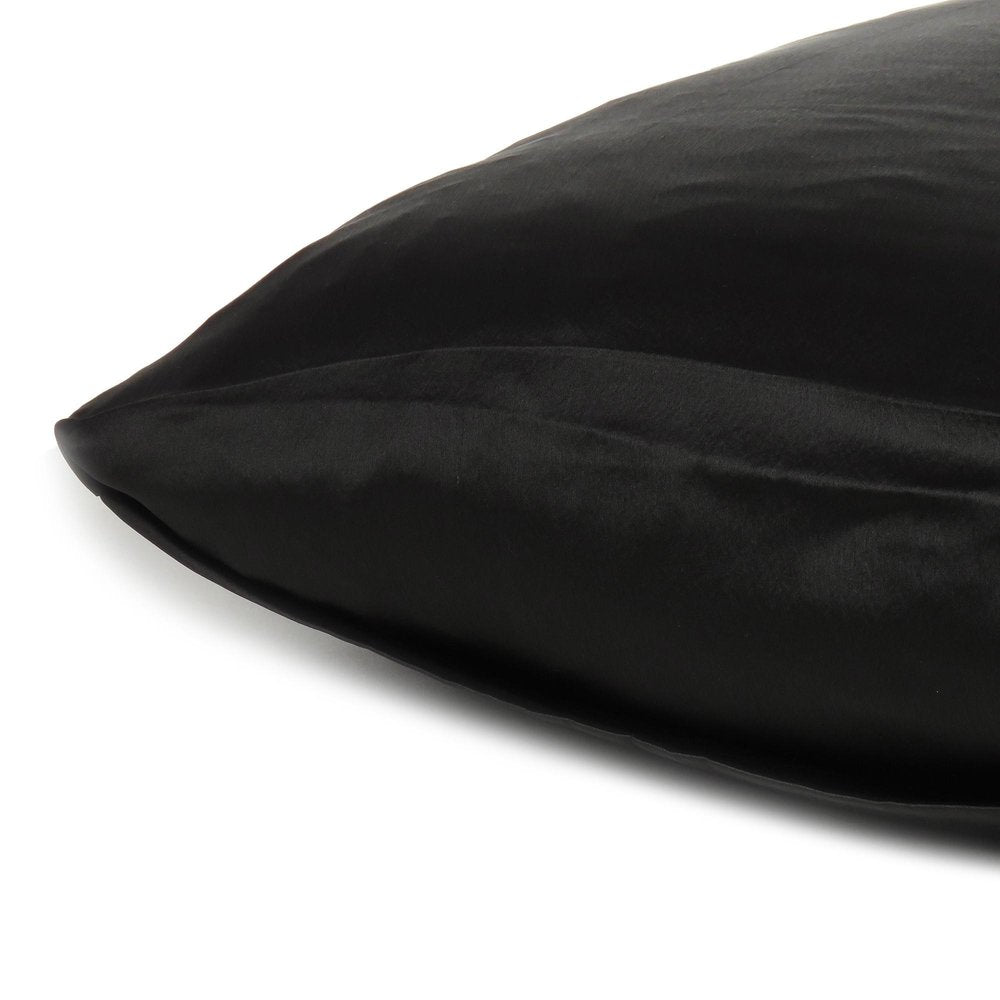 Black Dreamy Set Of 2 Silky Satin Standard Pillowcases HomeRoots