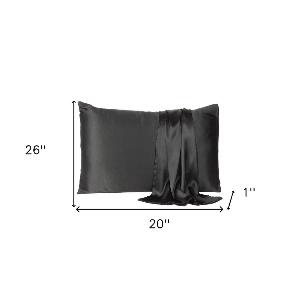 Black Dreamy Set Of 2 Silky Satin Standard Pillowcases HomeRoots