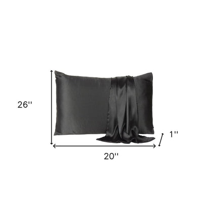Black Dreamy Set Of 2 Silky Satin Standard Pillowcases HomeRoots