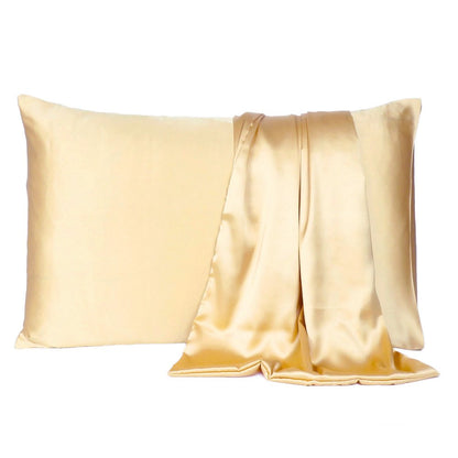 Pale Yellow Dreamy Set Of 2 Silky Satin Standard Pillowcases HomeRoots
