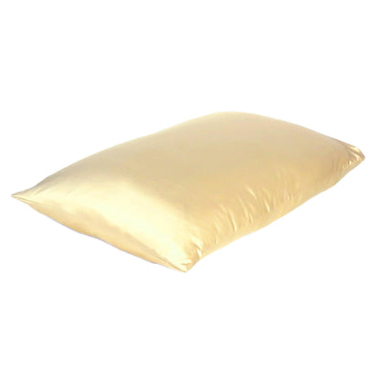 Pale Yellow Dreamy Set Of 2 Silky Satin Standard Pillowcases - FurniFindUSA