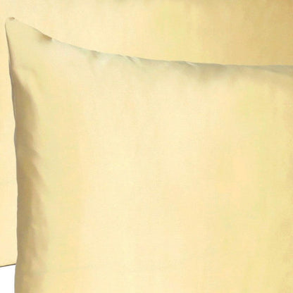 Pale Yellow Dreamy Set Of 2 Silky Satin Standard Pillowcases - FurniFindUSA