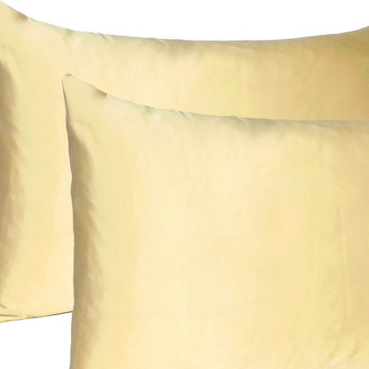 Pale Yellow Dreamy Set Of 2 Silky Satin Standard Pillowcases HomeRoots