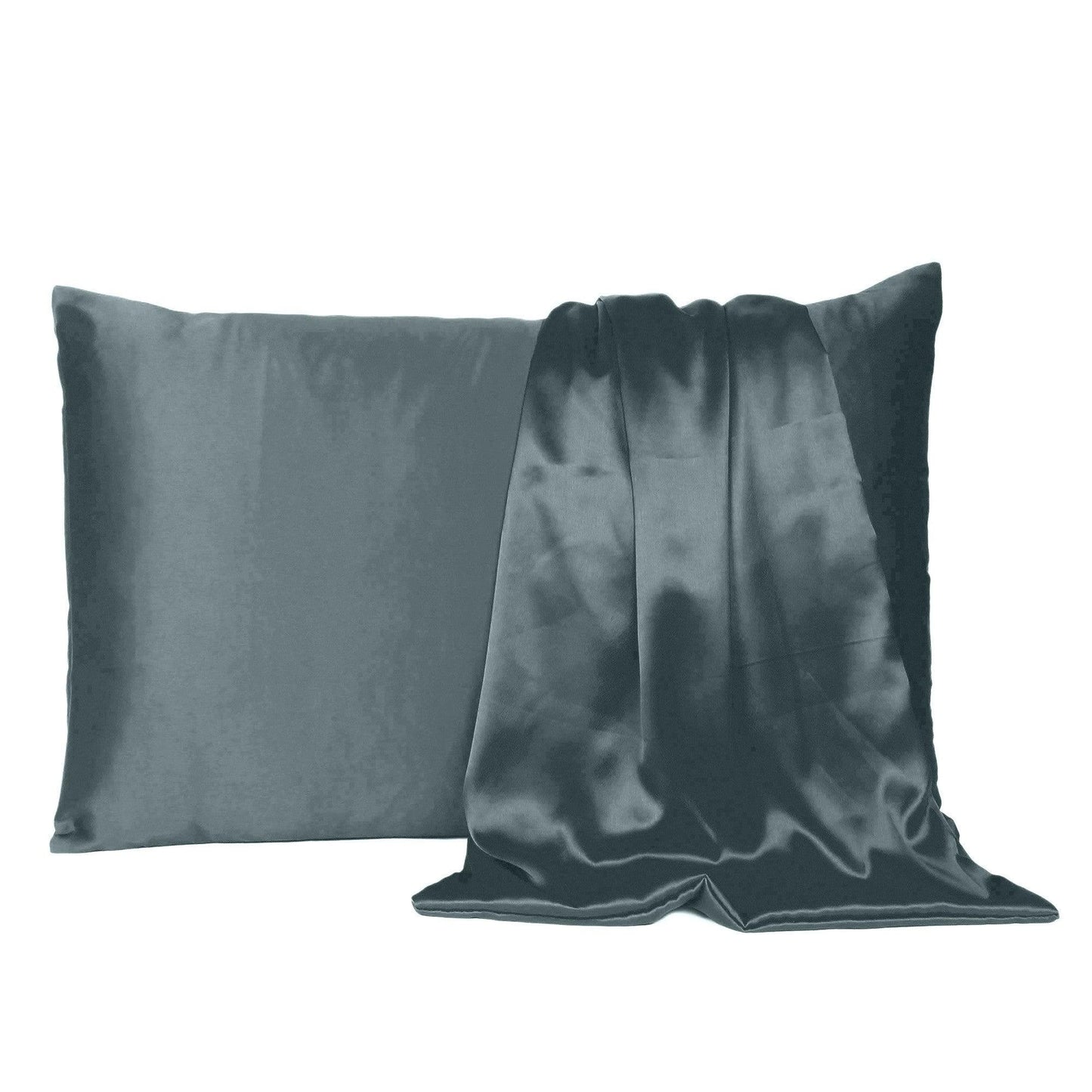 Gray Dreamy Set Of 2 Silky Satin Standard Pillowcases - FurniFindUSA