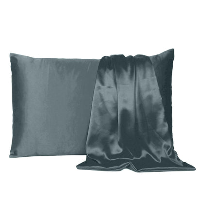 Gray Dreamy Set Of 2 Silky Satin Standard Pillowcases - FurniFindUSA