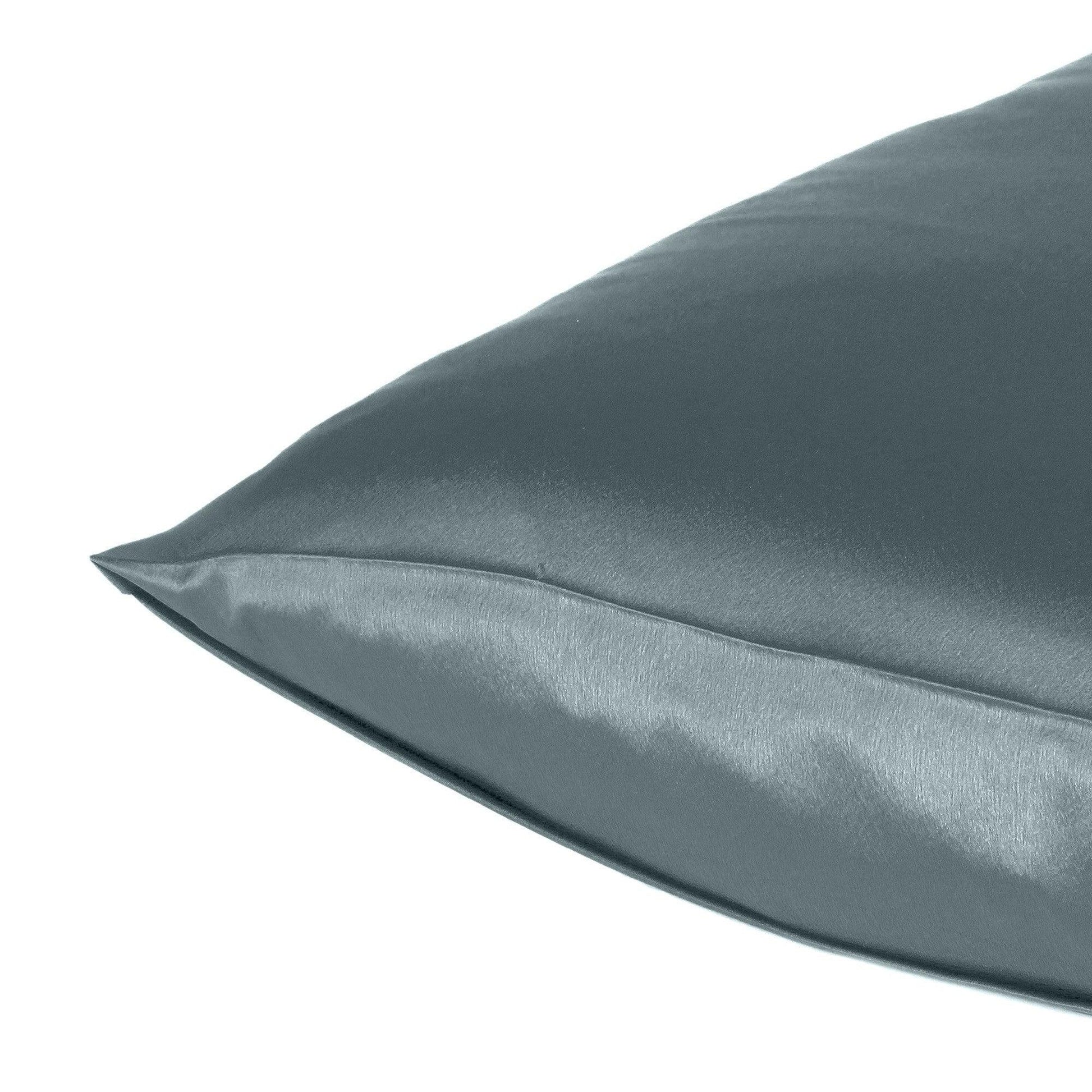 Gray Dreamy Set Of 2 Silky Satin Standard Pillowcases - FurniFindUSA