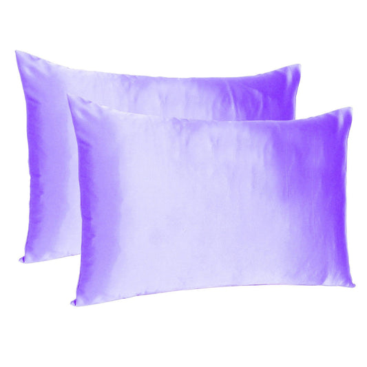 Purple Dreamy Set Of 2 Silky Satin Standard Pillowcases - FurniFindUSA