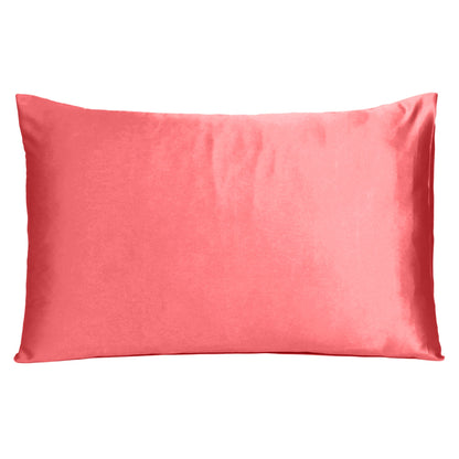 Coral Dreamy Set Of 2 Silky Satin Standard Pillowcases