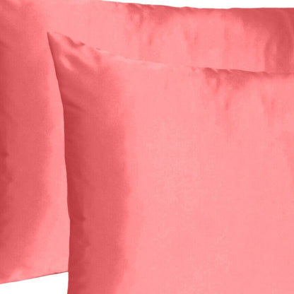 Coral Dreamy Set Of 2 Silky Satin Standard Pillowcases HomeRoots