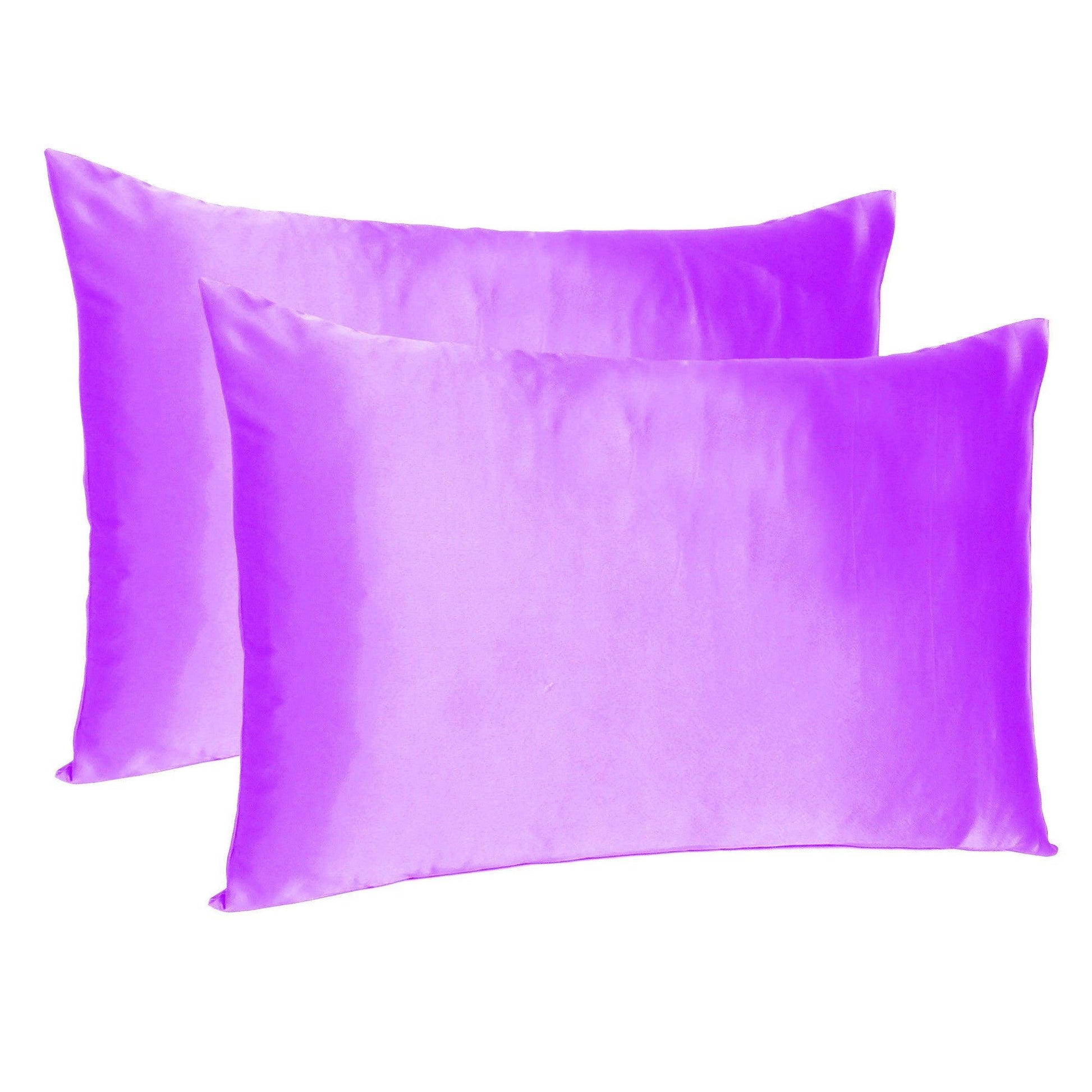 Violet Dreamy Set Of 2 Silky Satin Standard Pillowcases - FurniFindUSA