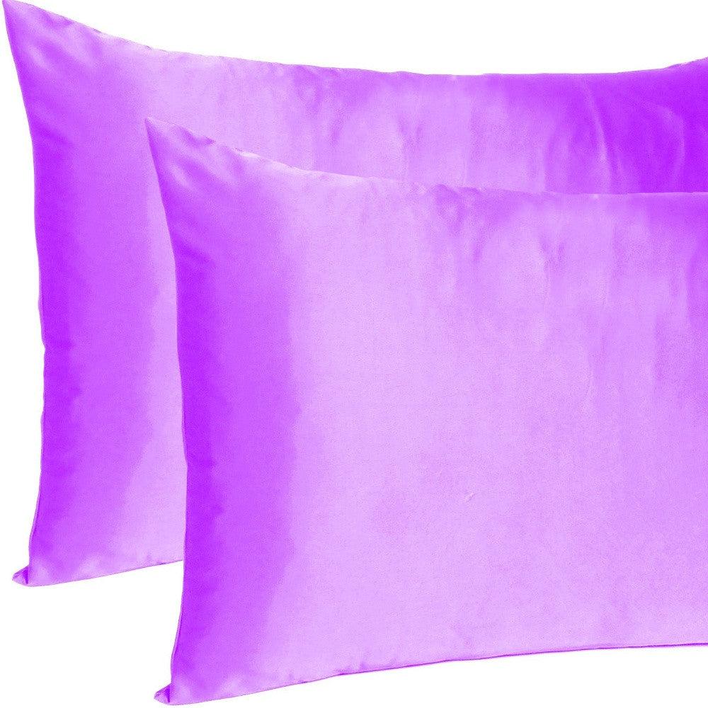 Violet Dreamy Set Of 2 Silky Satin Standard Pillowcases - FurniFindUSA