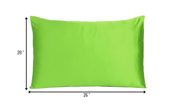 Bright Green Dreamy Set Of 2 Silky Satin Standard Pillowcases