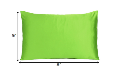 Bright Green Dreamy Set Of 2 Silky Satin Standard Pillowcases HomeRoots