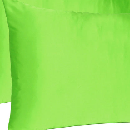 Bright Green Dreamy Set Of 2 Silky Satin Standard Pillowcases