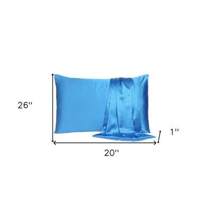 Bright Blue Dreamy Set Of 2 Silky Satin Standard Pillowcases HomeRoots