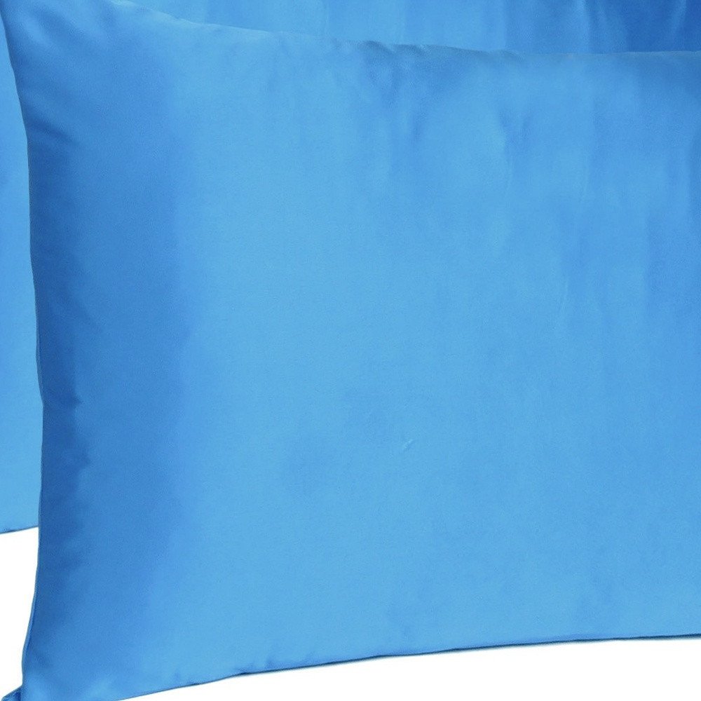 Bright Blue Dreamy Set Of 2 Silky Satin Standard Pillowcases HomeRoots