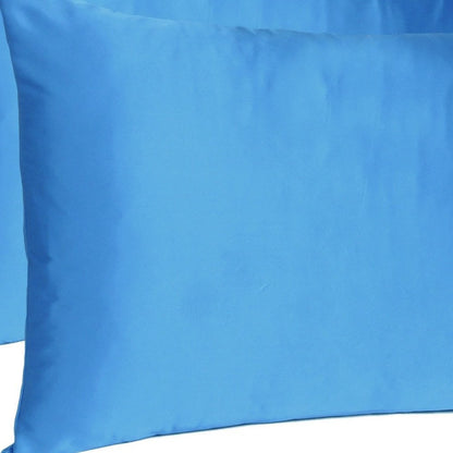 Bright Blue Dreamy Set Of 2 Silky Satin Standard Pillowcases HomeRoots