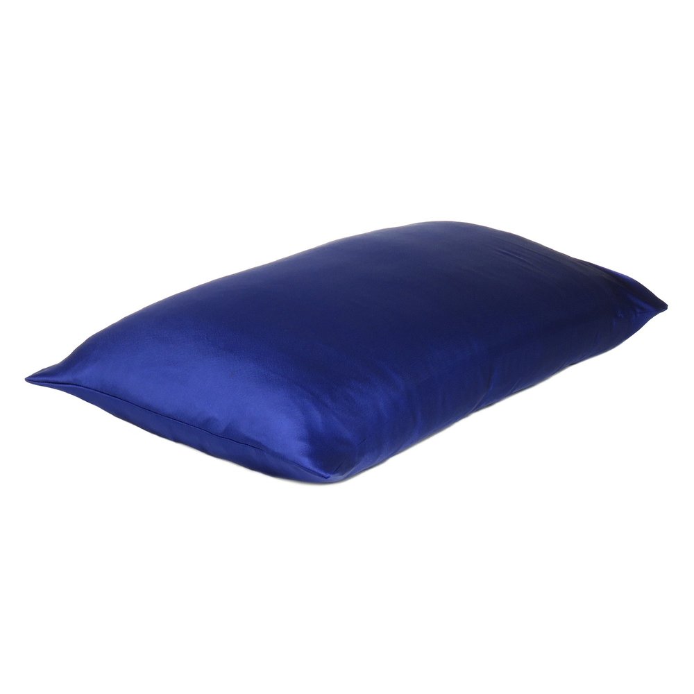 Navy Blue Dreamy Set Of 2 Silky Satin Standard Pillowcases HomeRoots