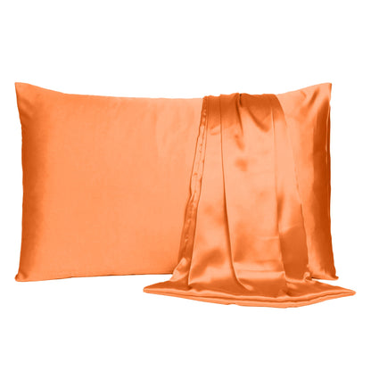 Orange Dreamy Set Of 2 Silky Satin Standard Pillowcases