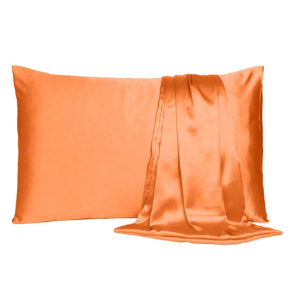 Orange Dreamy Set Of 2 Silky Satin Standard Pillowcases HomeRoots