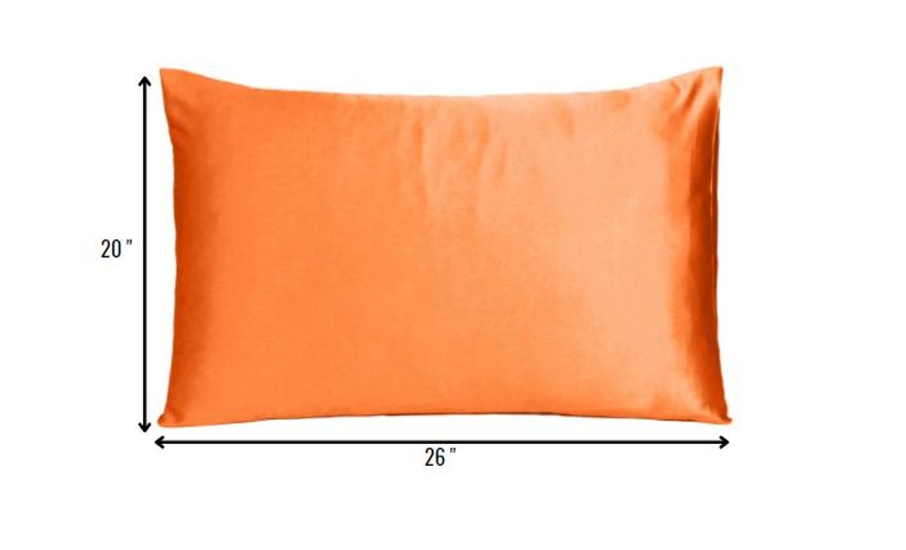 Orange Dreamy Set Of 2 Silky Satin Standard Pillowcases HomeRoots