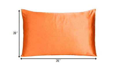 Orange Dreamy Set Of 2 Silky Satin Standard Pillowcases HomeRoots