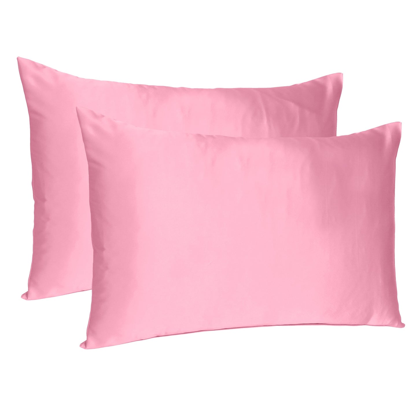 Set Of Two Pink Rose Dreamy Silky Satin Standard Pillowcases