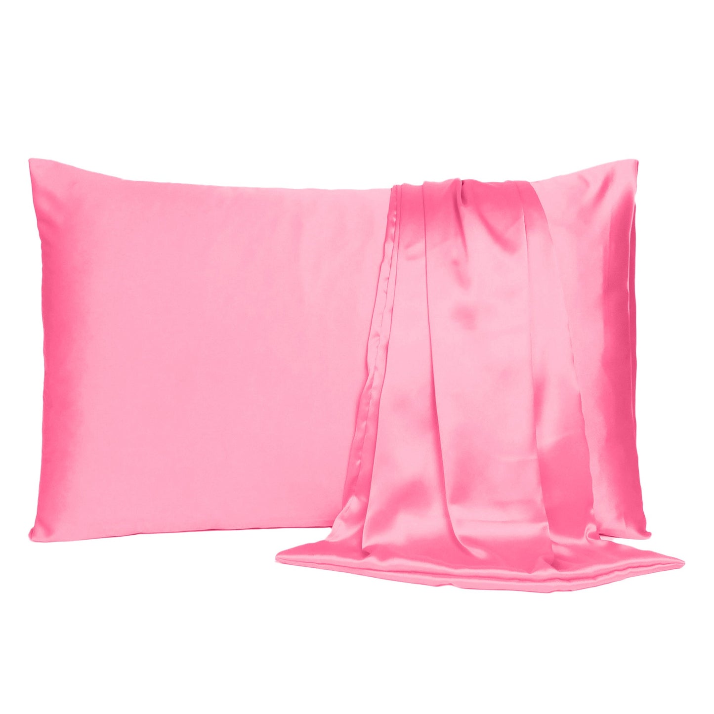 Set Of Two Pink Rose Dreamy Silky Satin Standard Pillowcases