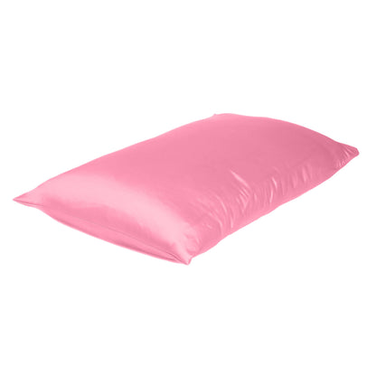 Set Of Two Pink Rose Dreamy Silky Satin Standard Pillowcases