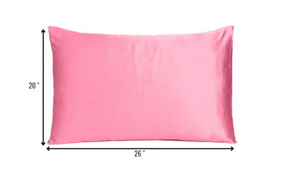 Set Of Two Pink Rose Dreamy Silky Satin Standard Pillowcases