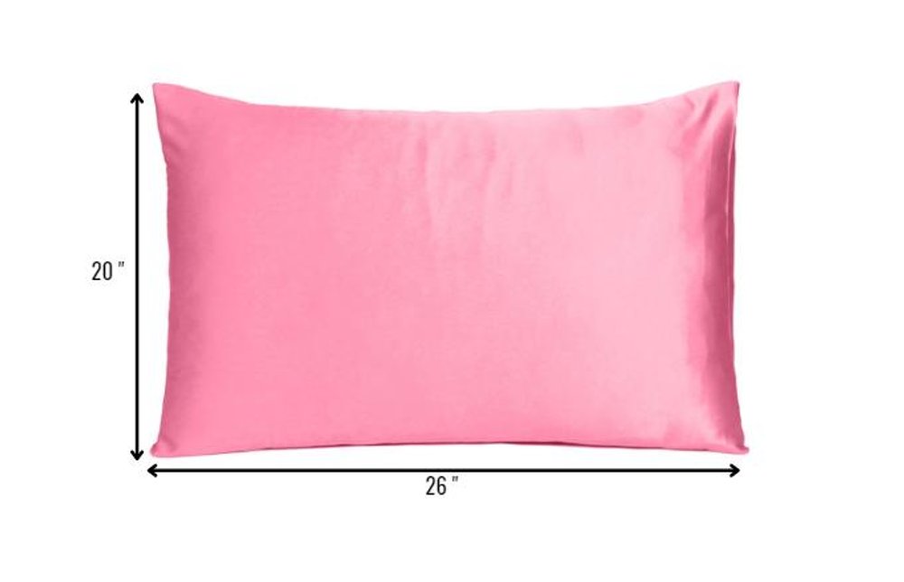 Set Of Two Pink Rose Dreamy Silky Satin Standard Pillowcases HomeRoots