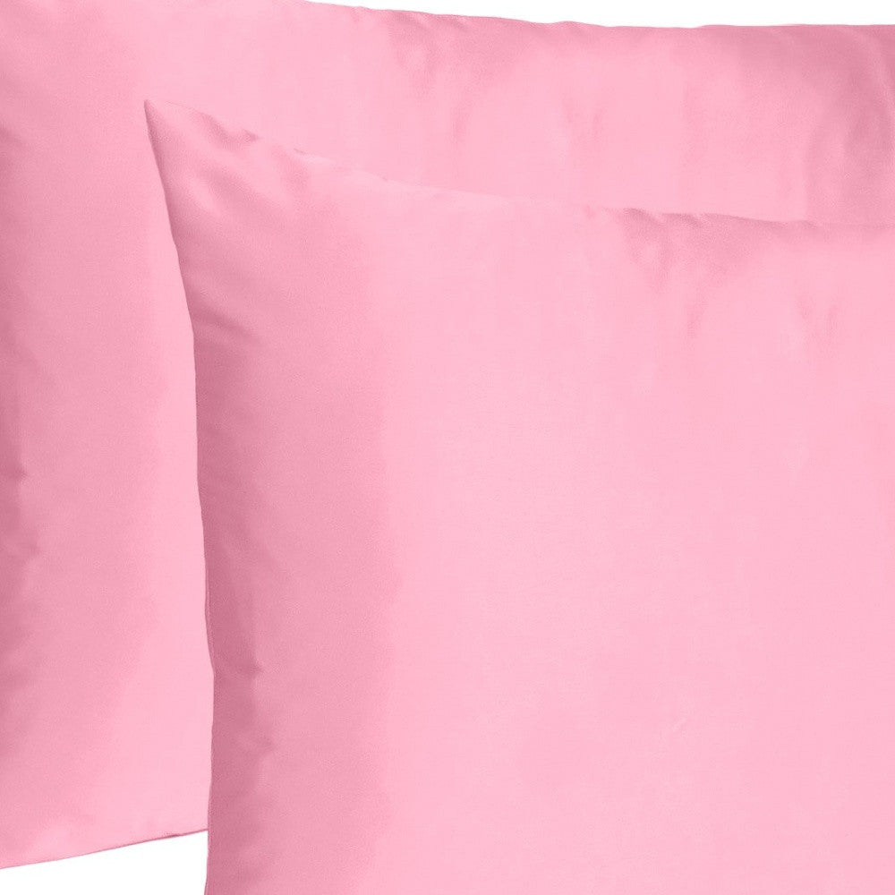 Set Of Two Pink Rose Dreamy Silky Satin Standard Pillowcases