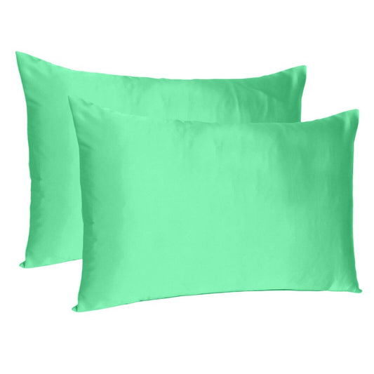 Green Dreamy Set Of 2 Silky Satin Standard Pillowcases HomeRoots