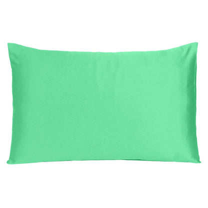 Green Dreamy Set Of 2 Silky Satin Standard Pillowcases HomeRoots