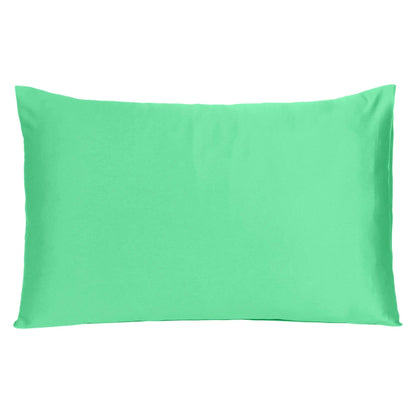 Green Dreamy Set Of 2 Silky Satin Standard Pillowcases - FurniFindUSA