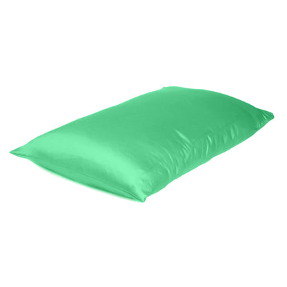 Green Dreamy Set Of 2 Silky Satin Standard Pillowcases