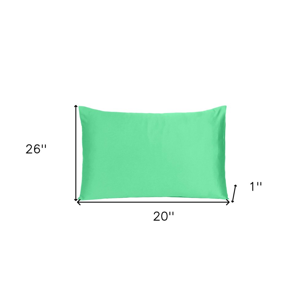 Green Dreamy Set Of 2 Silky Satin Standard Pillowcases HomeRoots