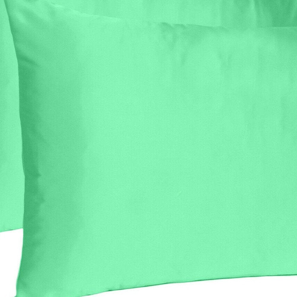 Green Dreamy Set Of 2 Silky Satin Standard Pillowcases HomeRoots
