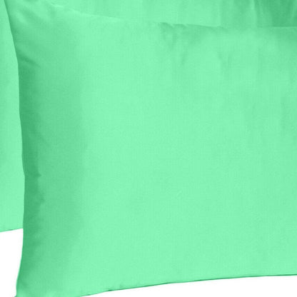 Green Dreamy Set Of 2 Silky Satin Standard Pillowcases HomeRoots