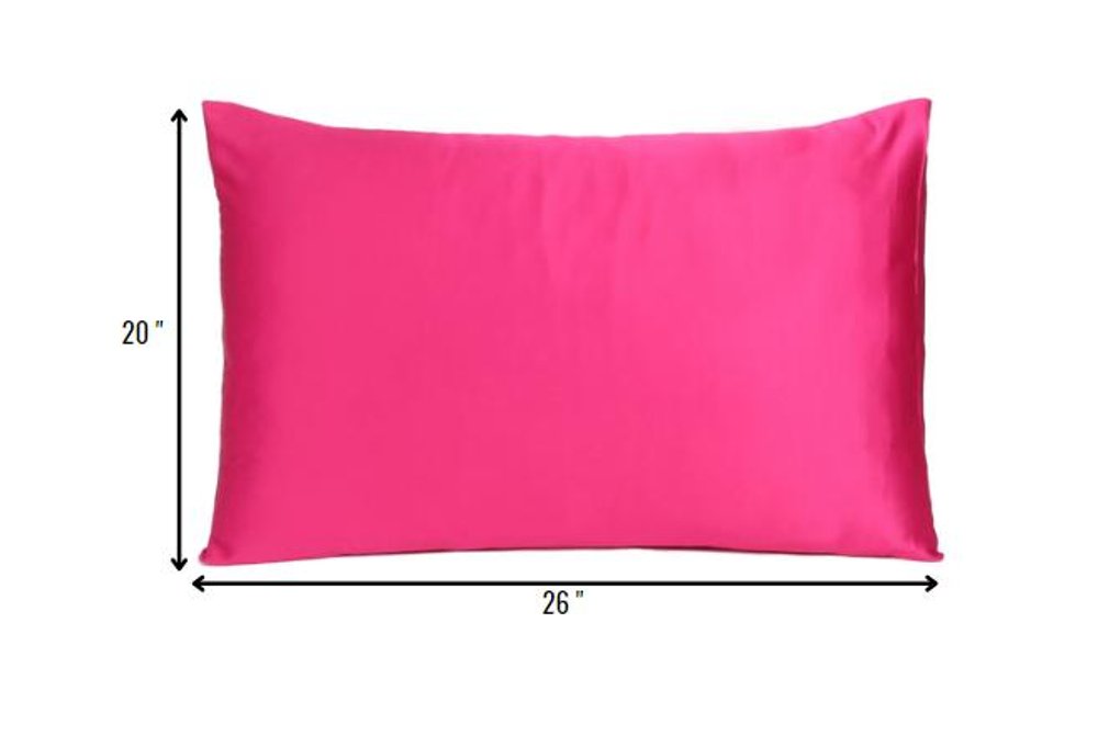 Fuchsia Dreamy Set Of 2 Silky Satin Standard Pillowcases HomeRoots