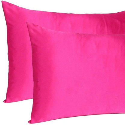 Fuchsia Dreamy Set Of 2 Silky Satin Standard Pillowcases HomeRoots