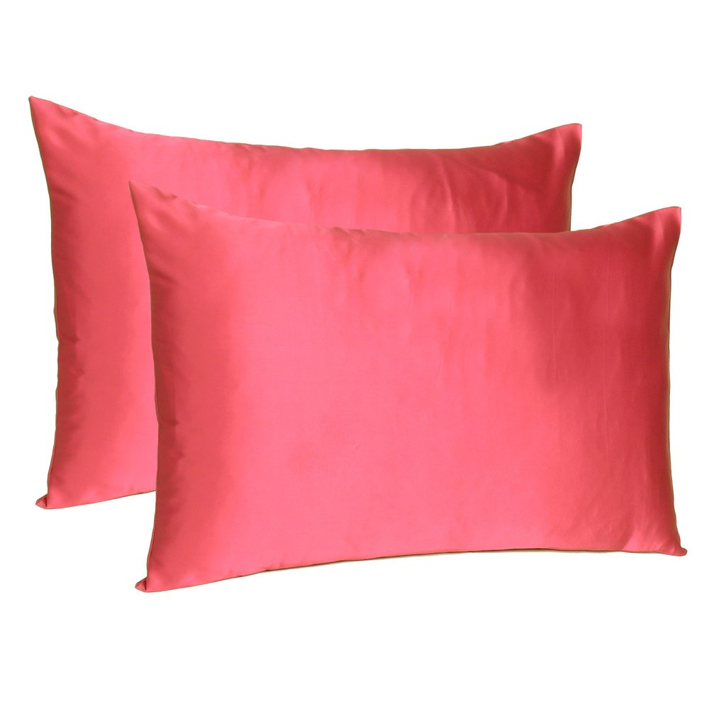 Two Piece Salmon Pink Dreamy Silky Satin Pillowcases HomeRoots