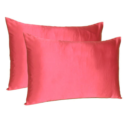 Two Piece Salmon Pink Dreamy Silky Satin Pillowcases HomeRoots