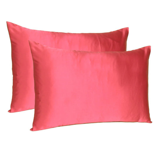 Two Piece Salmon Pink Dreamy Silky Satin Pillowcases HomeRoots