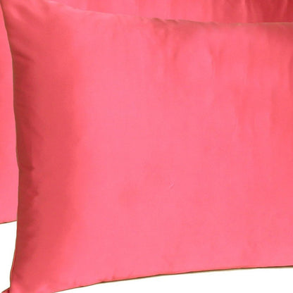 Two Piece Salmon Pink Dreamy Silky Satin Pillowcases HomeRoots