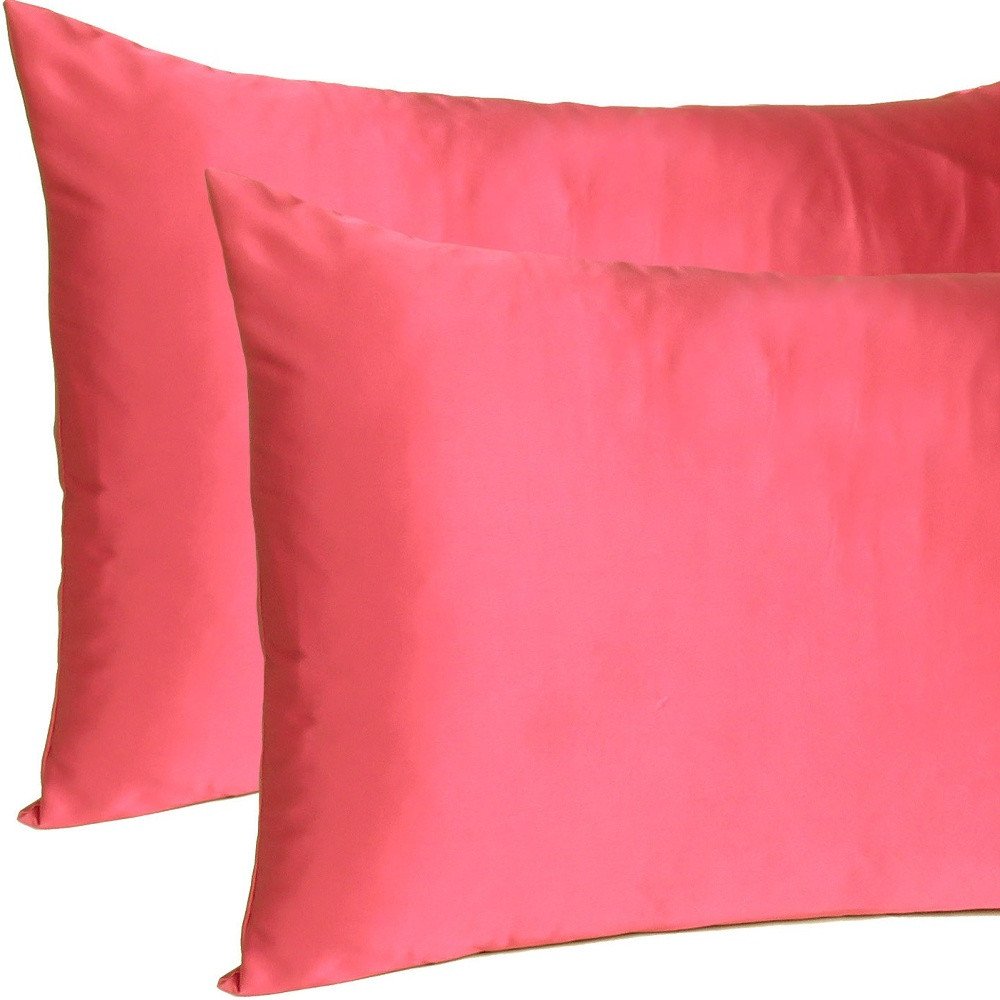 Two Piece Salmon Pink Dreamy Silky Satin Pillowcases HomeRoots