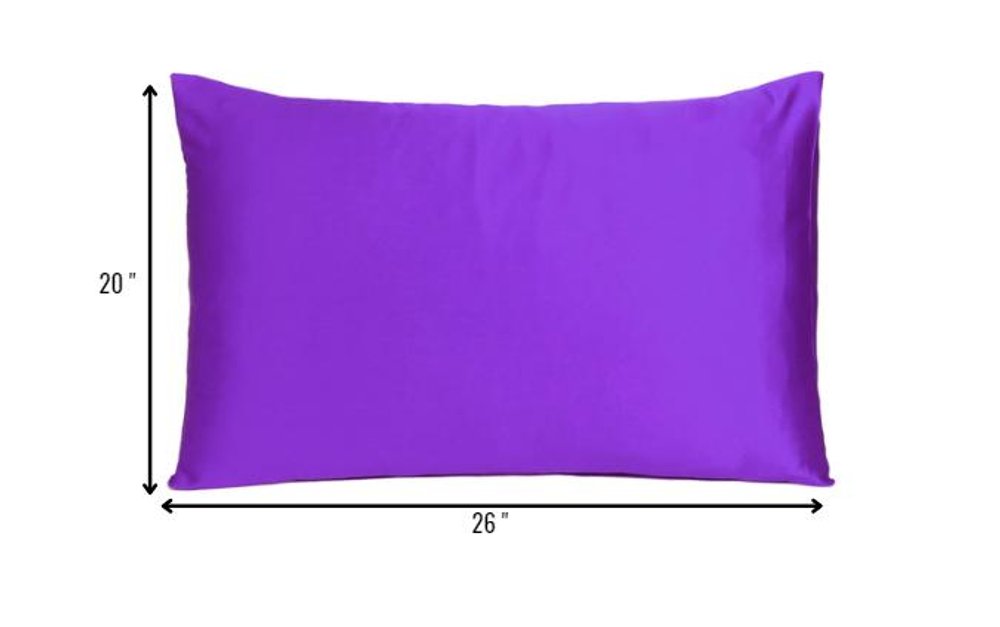 Bright Purple Dreamy Set Of 2 Silky Satin Standard Pillowcases HomeRoots